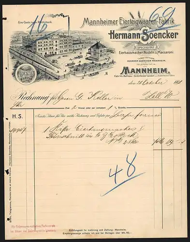 Rechnung Mannheim 1901, Hermann Soencker, Mannheimer Eierteigwaren-Fabrik, Werkansicht