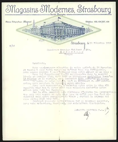 Rechnung Strasbourg 1919, Magasins Modernes, Société Anonyme, Ladenansicht