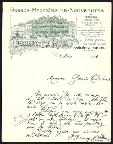 Rechnung St. Hailaire-du-Harcouet 1914, Derieux & Le Roux Grand Magasins de Nouveautés, Ladenansicht