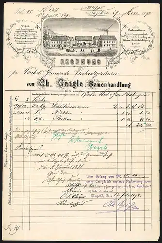 Rechnung Nagold 1894, Ch. Geigle Samenhandlung, Werkansicht