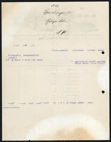 Rechnung Spaichingen (Württemberg) 1929, Burger Söhne Cigarren-Fabriken, Werk Aargau, Filiale Spaichingen, Medaillen