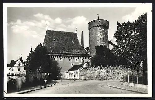 AK Tabor, Strassenpartie mit Burg