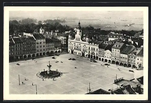 AK Budweis, Platz mit Brunnen