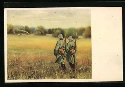 AK tschechische Polizisten in Uniform auf Patrouille