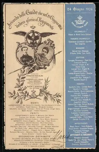 AK 19. Reggimento Cavalleggeri Guide, Aricordo delle Guide cke nel 24 Giugno 1866 diedero gloria al Reggimento