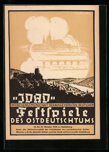 AK Heidelberg / Neckar, Festspiele der ausgesiedelten Deutschen des Ostdeutschtums 1948