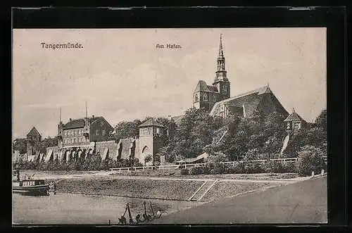 AK Tangermünde, Dampfer am Hafen