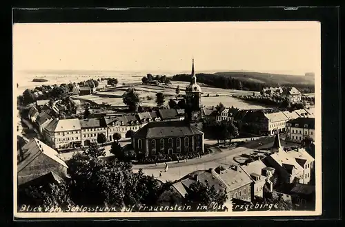 AK Frauenstein / Erzgeb., Blick vom Schlossturm auf den Ort