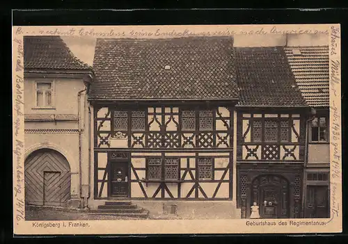 AK Königsberg i. Franken, Geburtshaus des Regimentanus