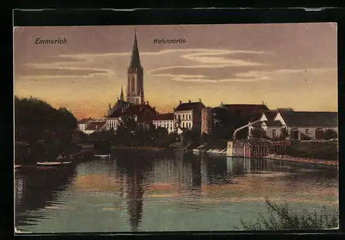AK Emmerich, Hafenpartie in der Dämmerung