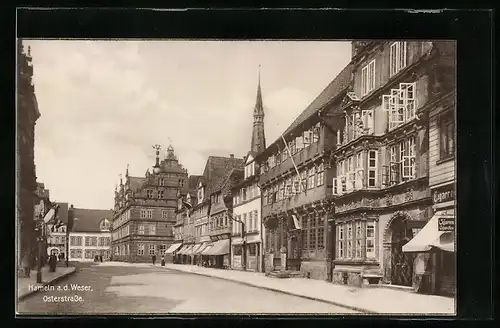 AK Hameln a. d. Weser, Osterstrasse mit Geschäften