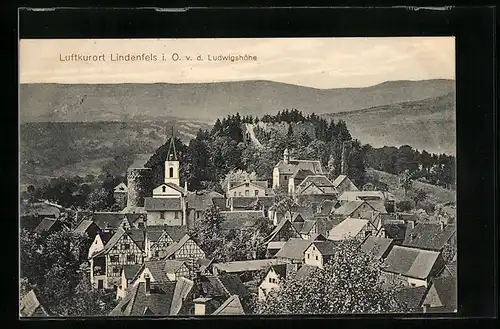 AK Lindenfels i. O., Generalansicht v. d. Ludwigshöhe aus gesehen