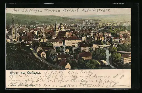 AK Esslingen / Neckar, Teilansicht mit Kirche