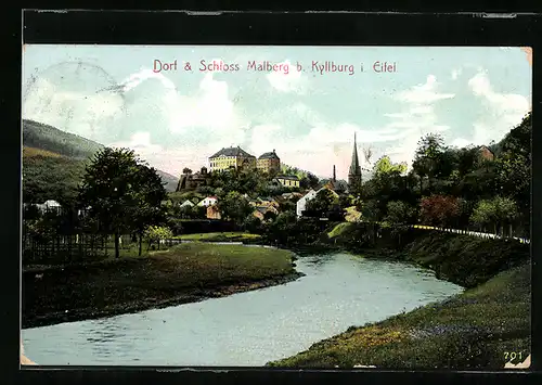 AK Malberg / Kyllburg, Ansicht mit Schloss