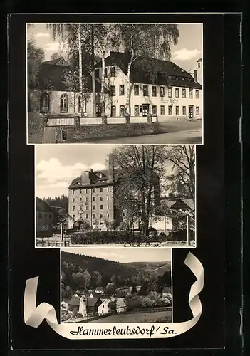 AK Hammerleubsdorf /Sa., Gasthof, Gebäudeansicht, Ortspartie