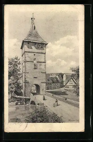 Künstler-AK Waiblingen, Passanten am Bernsteiner Tor