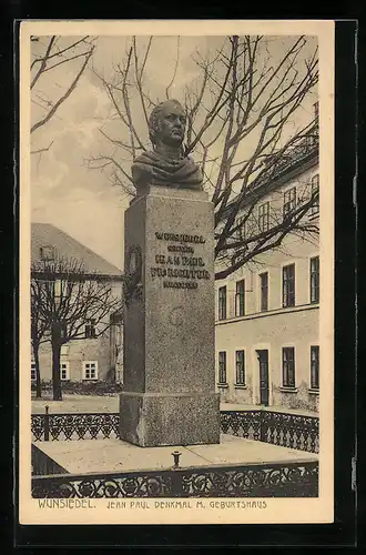 AK Wunsiedel, Jean Paul-Denkmal mit Geburtshaus