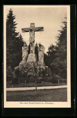 AK München-Hadern, Jesuskrauz auf dem Waldfriedhof