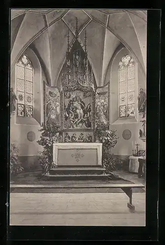 AK München-Obermenzing, Kirche zu Blutenberg, Hochaltar