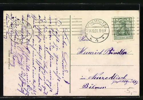 AK Chemnitz, Rathaus, Centraltheater, Körnerdenkmal, Amtshauptmannschaft