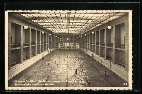 AK Chemnitz, Stadtbad, Schwimmhalle mit 50 m-Becken