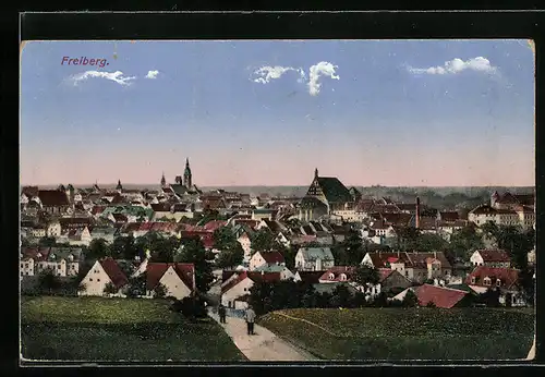 AK Freiberg i. Sa., Blick über die Ortschaft