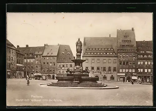 AK Freiberg / Sachsen, Markt mit Denkmal Otto der Reiche