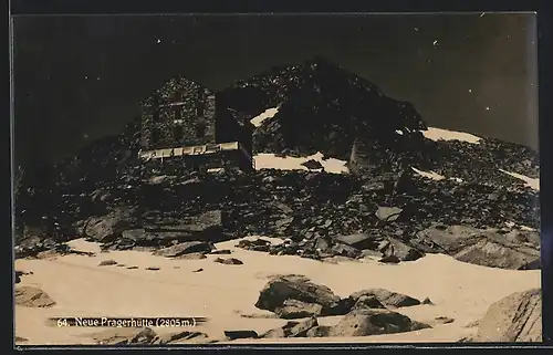 AK Neue Pragerhütte, Ansicht im Schnee