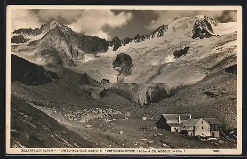 AK Furtschaglhaus mit Furtschaglspitze in den Zillertaler Alpen, Berghütte