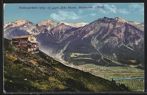 AK Neuburgerhütte, Ansicht gegen Hohe Munde, Wetterstein