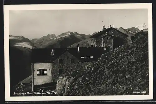 AK Breslauer Haus im Oetztal, Hütte am steinernen Abhang