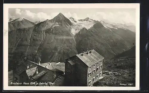 AK Breslauer Haus, Ansicht gegen die Berge