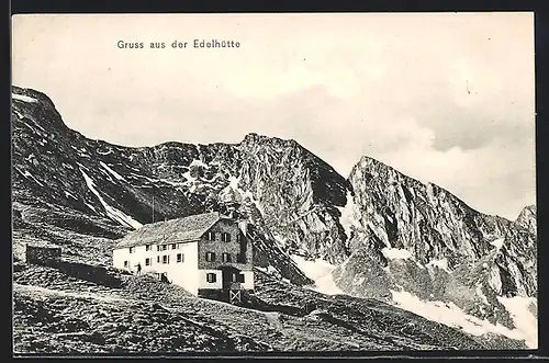 AK Edelhütte, Ansicht gegen die Berge