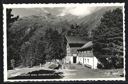 AK Gepatschhaus, Ansicht mit Ochenskopf u. Höhlenspitze