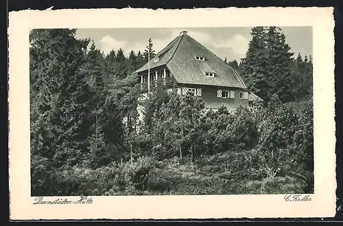 AK Darmstädter-Hütte bei Wildsee Ruhestein, Haus zwischen den Bäumen