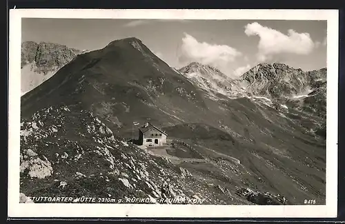 AK Stuttgarter Hütte, Ansicht gegen Rüfikorf-Rauher Korf
