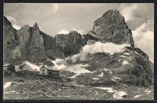 AK Lamsenjochhütte der Sektion Oberland München mit Lamsenspitze