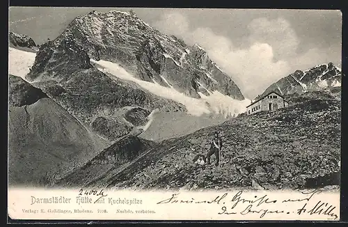 AK Darmstätter Hütte, Berghütte mit Kuchelspitze