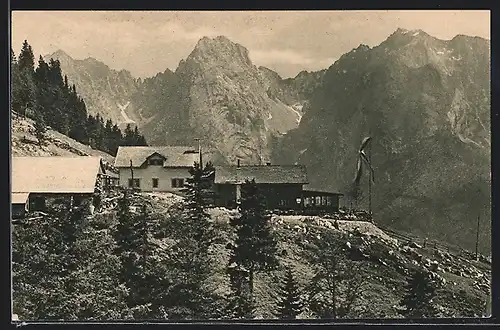 AK Unterkunftshaus Vorderkaiserfelden d. Alp.-Ver. Sekt. Oberland München im Kaisergebirge