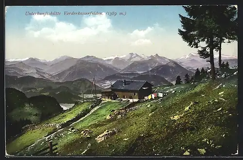 AK Unterkunftshütte Vorderkaiserfelden im Frühling