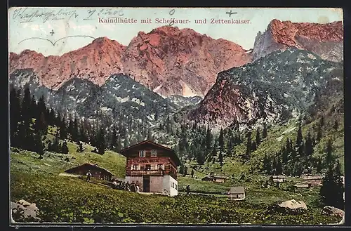 AK Kaindlhütte, Berghütte mit Scheffauer- und Zettenkaiser