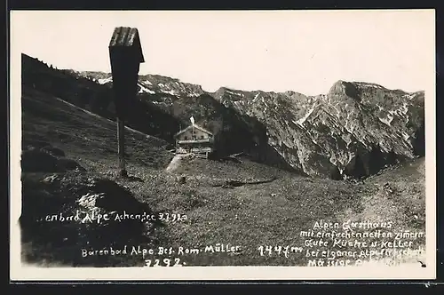 AK Bärenbad Alpe, Gasthaus mit Bergen