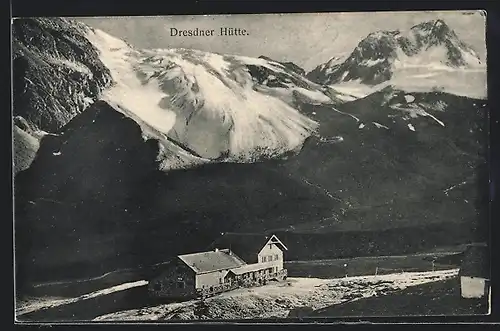 AK Dresdener Hütte am Berggipfel