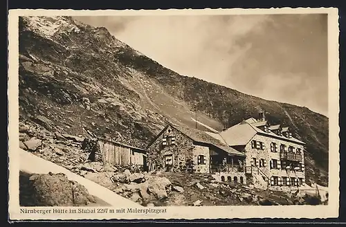 AK Nürnberger Hütte, Berghütte im Stubai mit Maierspitzgrat