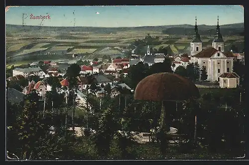 AK Zamberk, Panorama mit Kirche