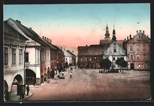 AK Böhm. Trübau, Stradtplatz mit Denkmal