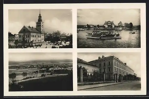 AK Landskron, Marktplatz mit Rathaus und Passanten, Strassenpartie mit Gebäudeansicht, Ortsansicht
