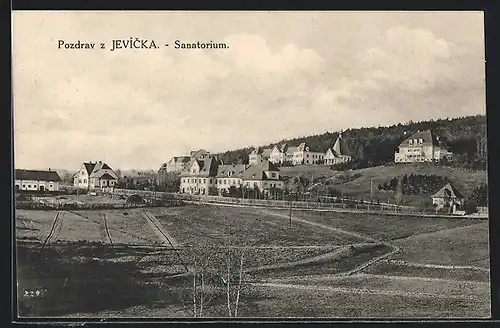 AK Jevicko, Ortsansicht mit Sanatorium