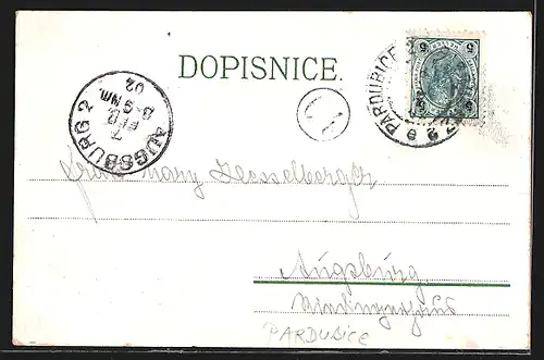 Lithographie Pardubice, Panorama, Zelena brana, Radnice