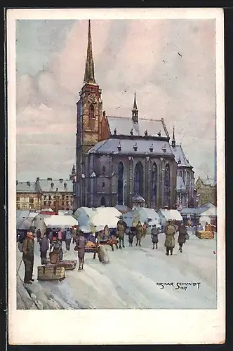 Künstler-AK Plzen, Chrám sv. Bartolomeje